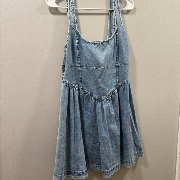 American eagle corset Denim Blue Women's mini Dress L new with tags - Picture 2 of 5